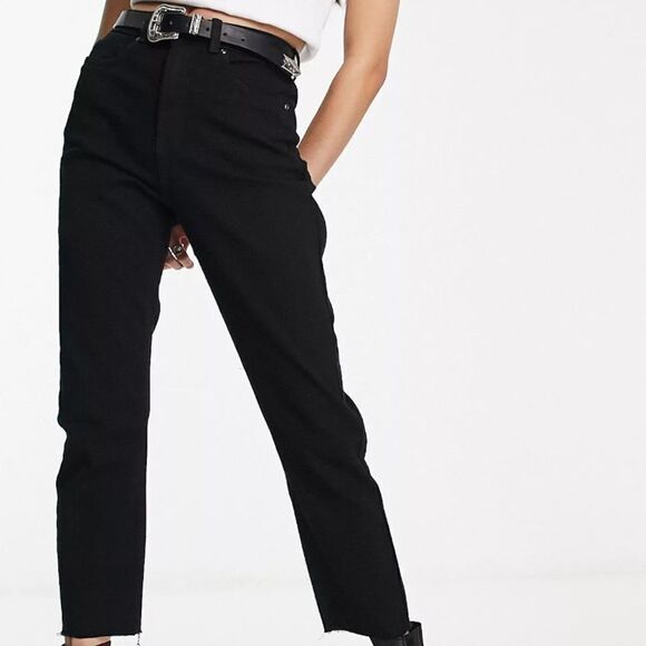 Only Emily high waist straight leg ankle jean black W28 L32 AsosNWT IN PACKAGING - Picture 3 of 9